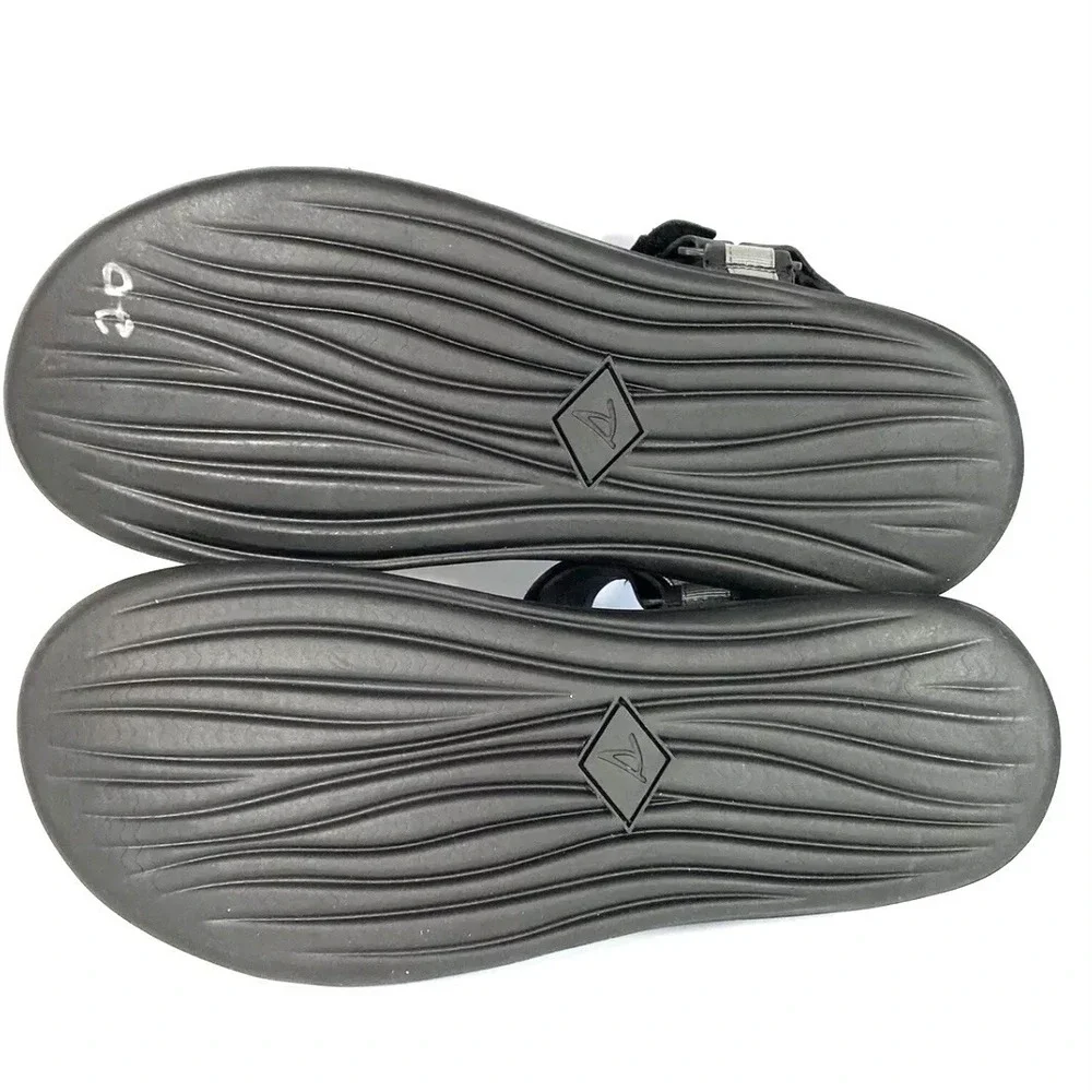 Sperry Regatta Mens Sandals Black/Gray Leather/Canvas Size 10 M NEW
